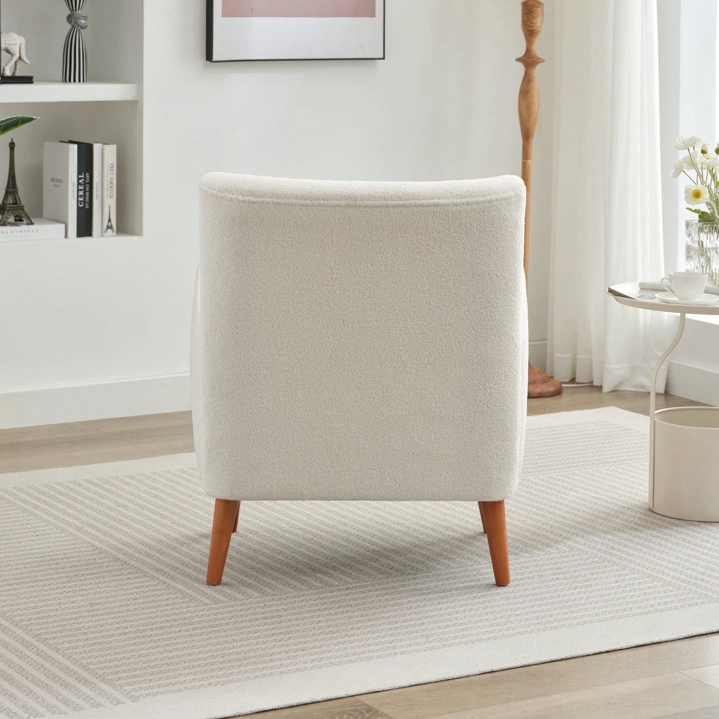 Elegant Back Lounge Chair With Soft Fabric, Solid Wood Legs, Easy Assembly And Durable Frame