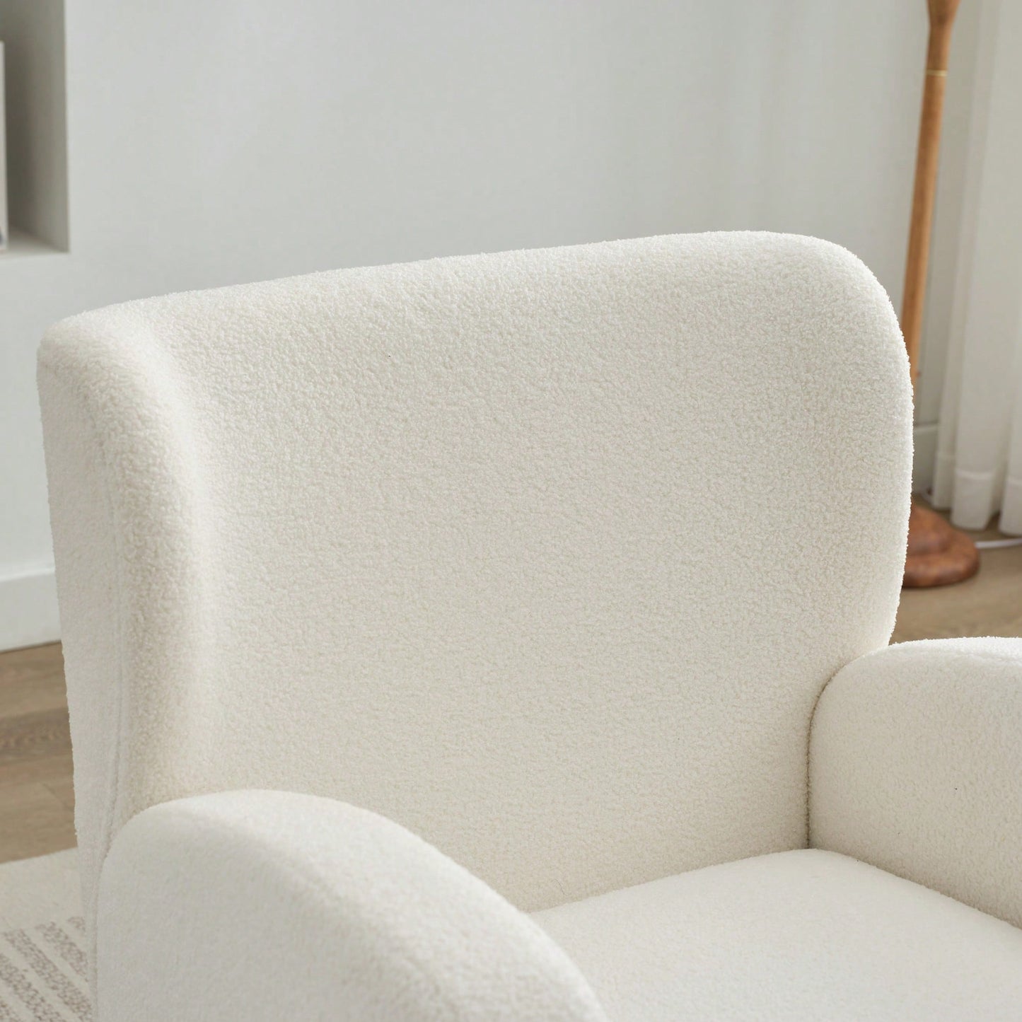 Elegant Back Lounge Chair With Soft Fabric, Solid Wood Legs, Easy Assembly And Durable Frame