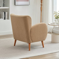 Elegant Back Lounge Chair With Soft Fabric, Solid Wood Legs, Easy Assembly And Durable Frame