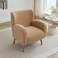 Elegant Back Lounge Chair With Soft Fabric, Solid Wood Legs, Easy Assembly And Durable Frame