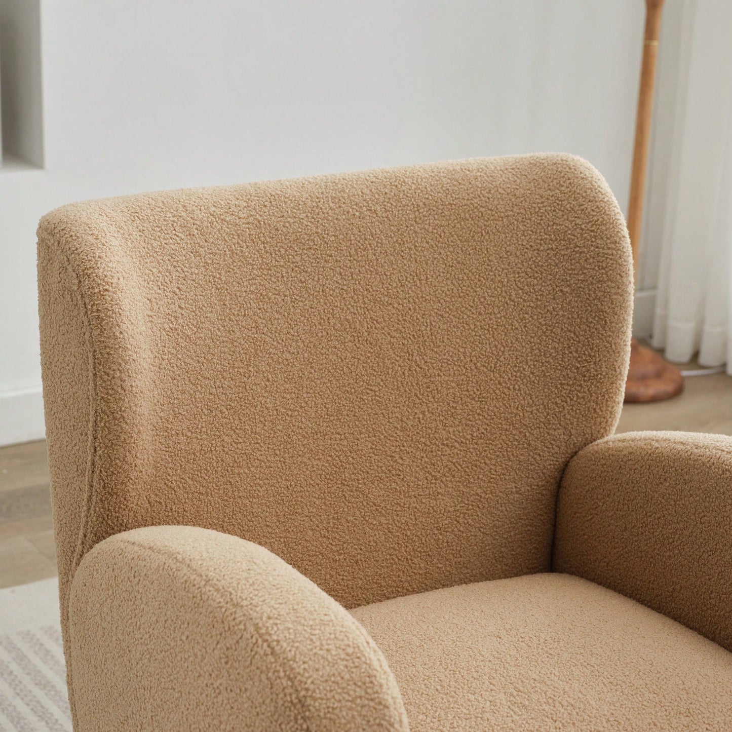 Elegant Back Lounge Chair With Soft Fabric, Solid Wood Legs, Easy Assembly And Durable Frame