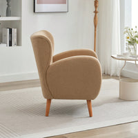Elegant Back Lounge Chair With Soft Fabric, Solid Wood Legs, Easy Assembly And Durable Frame