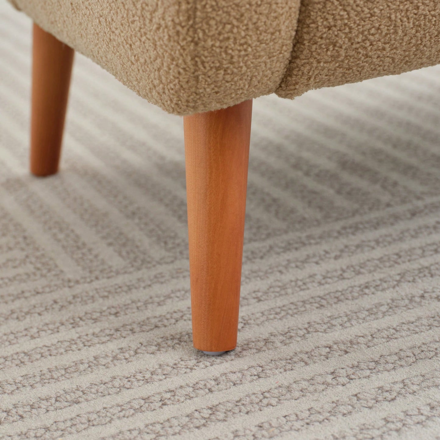 Elegant Back Lounge Chair With Soft Fabric, Solid Wood Legs, Easy Assembly And Durable Frame