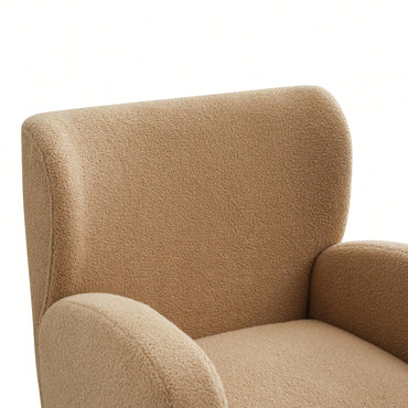 Elegant Back Lounge Chair With Soft Fabric, Solid Wood Legs, Easy Assembly And Durable Frame