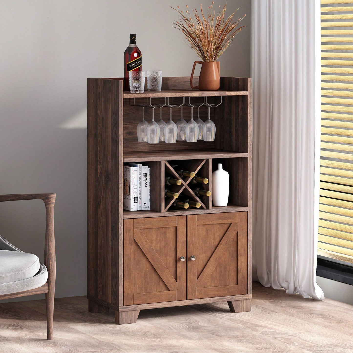 Elegant Wine Storage Cabinet With Glass Door And Temperature Control