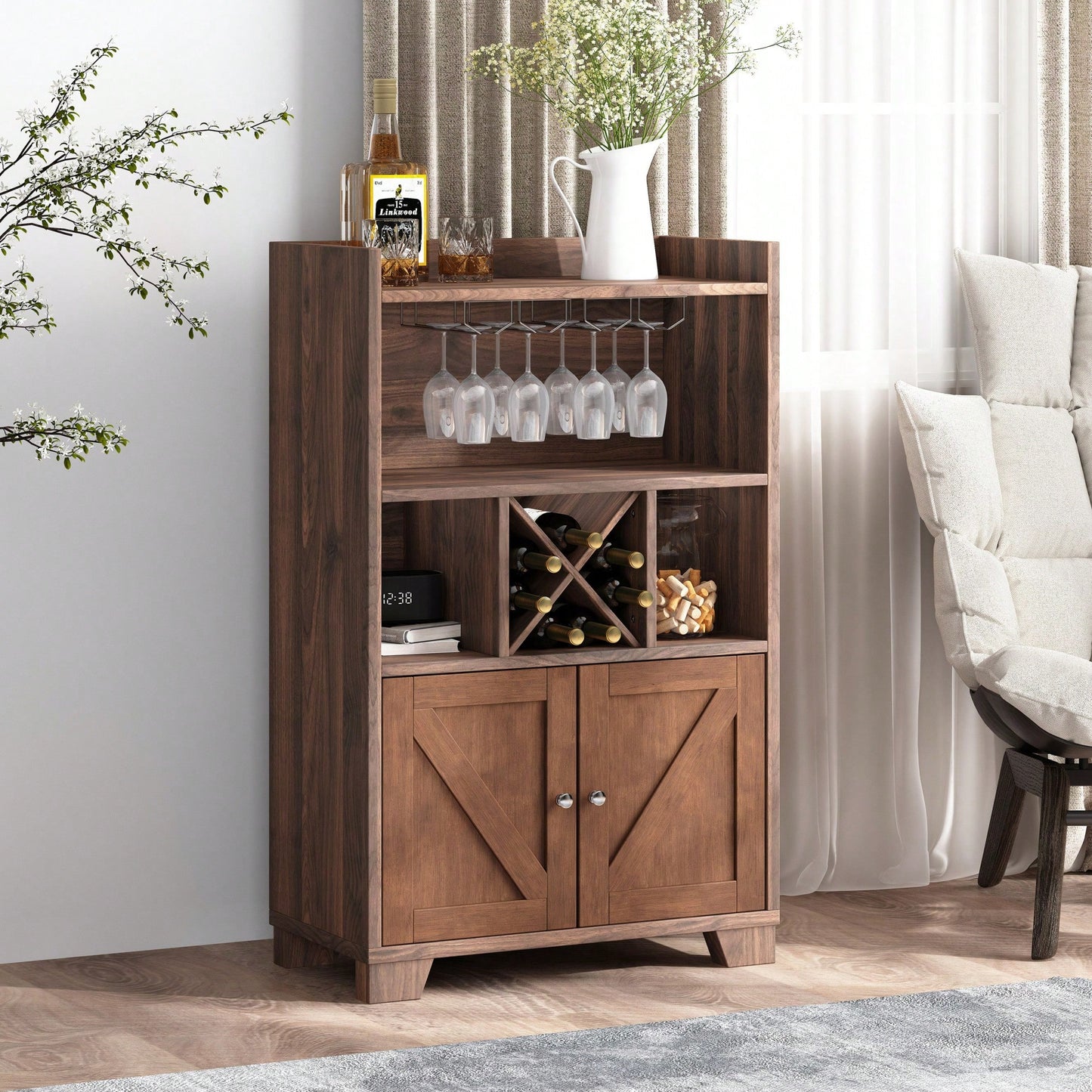 Elegant Wine Storage Cabinet With Glass Door And Temperature Control