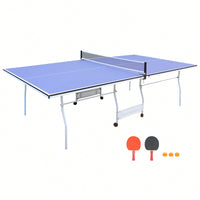 Portable 9ft Foldable Table Tennis Set With Net 2 Paddles And 3 Balls For Indoor Play