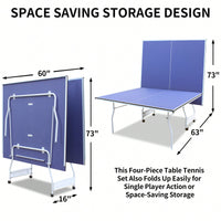 Portable 9ft Foldable Table Tennis Set With Net 2 Paddles And 3 Balls For Indoor Play