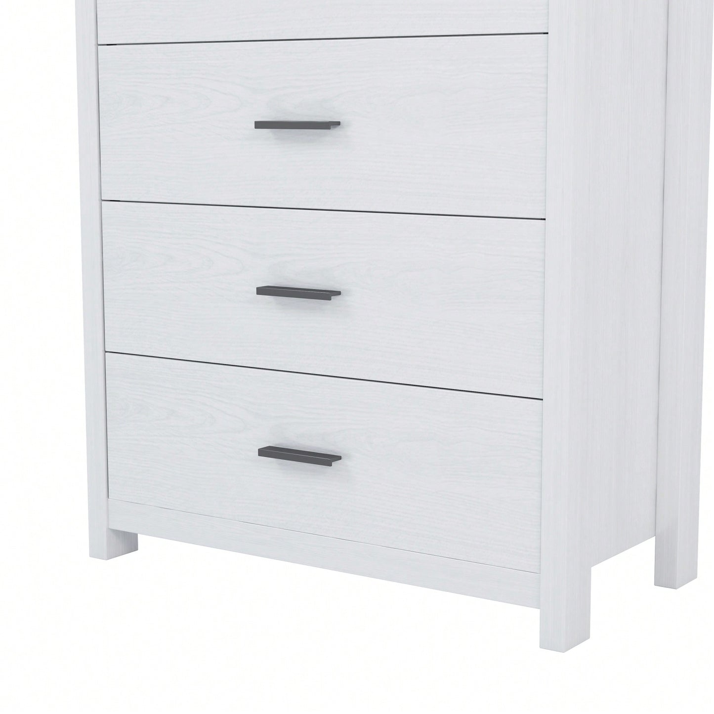 Vintage Inspired White Wooden Dresser With 5 Drawers For Bedroom Storage