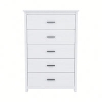 Vintage Inspired White Wooden Dresser With 5 Drawers For Bedroom Storage