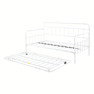 Metal Frame Daybed With Trundle For Space-Saving Guest Accommodation