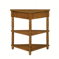 Small Triangle Corner Table For Living Room 3 Tier End Table With Solid Wood Legs Ideal For Compact Spaces Brown Finish