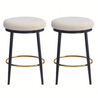 Stylish White Counter Stools Set Of 2 With Iron Frame And Comfortable Sponge Cushion For Kitchen Dining Room And Bedroom Use
