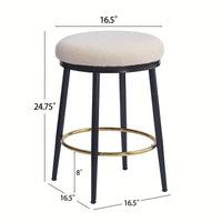 Stylish White Counter Stools Set Of 2 With Iron Frame And Comfortable Sponge Cushion For Kitchen Dining Room And Bedroom Use