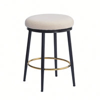 Stylish White Counter Stools Set Of 2 With Iron Frame And Comfortable Sponge Cushion For Kitchen Dining Room And Bedroom Use
