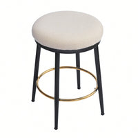 Stylish White Counter Stools Set Of 2 With Iron Frame And Comfortable Sponge Cushion For Kitchen Dining Room And Bedroom Use