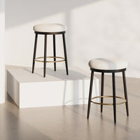 Stylish White Counter Stools Set Of 2 With Iron Frame And Comfortable Sponge Cushion For Kitchen Dining Room And Bedroom Use