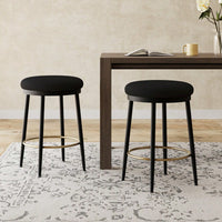 Stylish White Counter Stools Set Of 2 With Iron Frame And Comfortable Sponge Cushion For Kitchen Dining Room And Bedroom Use