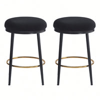 Stylish White Counter Stools Set Of 2 With Iron Frame And Comfortable Sponge Cushion For Kitchen Dining Room And Bedroom Use