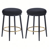 Stylish White Counter Stools Set Of 2 With Iron Frame And Comfortable Sponge Cushion For Kitchen Dining Room And Bedroom Use