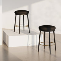 Stylish White Counter Stools Set Of 2 With Iron Frame And Comfortable Sponge Cushion For Kitchen Dining Room And Bedroom Use