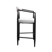 Set Of 2 Modern Upholstered Bar Stools With Metal Frame Vintage High Island Chairs For Kitchen Dining Room Home Pub