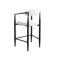 Set Of 2 Modern Upholstered Bar Stools With Metal Frame Vintage High Island Chairs For Kitchen Dining Room Home Pub
