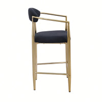 Set Of 2 Modern Upholstered Bar Stools With Metal Frame Vintage High Island Chairs For Kitchen Dining Room Home Pub