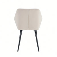 Set Of 2 Velvet Beige Accent Arm Chairs With Strong Black Metal Legs For Modern Living Room Dining Room Club Guest Seating