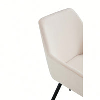 Set Of 2 Velvet Beige Accent Arm Chairs With Strong Black Metal Legs For Modern Living Room Dining Room Club Guest Seating