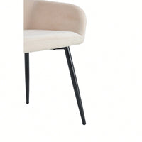 Set Of 2 Velvet Beige Accent Arm Chairs With Strong Black Metal Legs For Modern Living Room Dining Room Club Guest Seating
