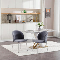 Adjustable Iron-Footed Dining Chair Set Of 2 For Dining Room Living Room Study Room