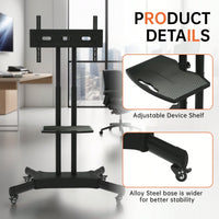 Height Adjustable Universal Swivel TV Stand For 32-80 Inch TVs With Tilt VESA 600x400mm Black