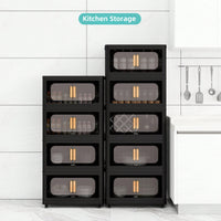 19.69" Wide Folding Storage Cabinet 5 Tiers Magnetic Door Collapsible Plastic with Wheels Perfect for Home and Office Organization