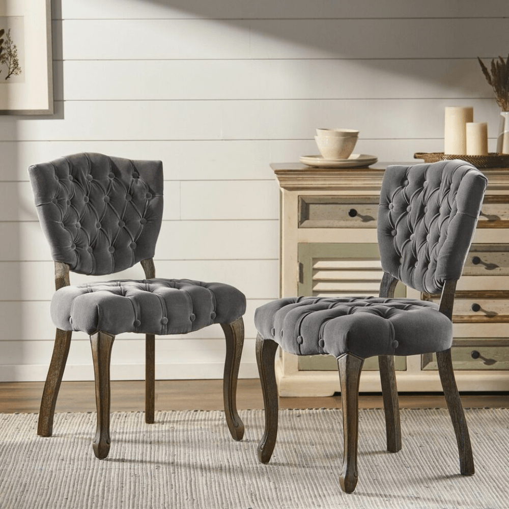 Elegant Tufted Accent Chairs Set Of 2 For Living Room Or Bedroom Decor