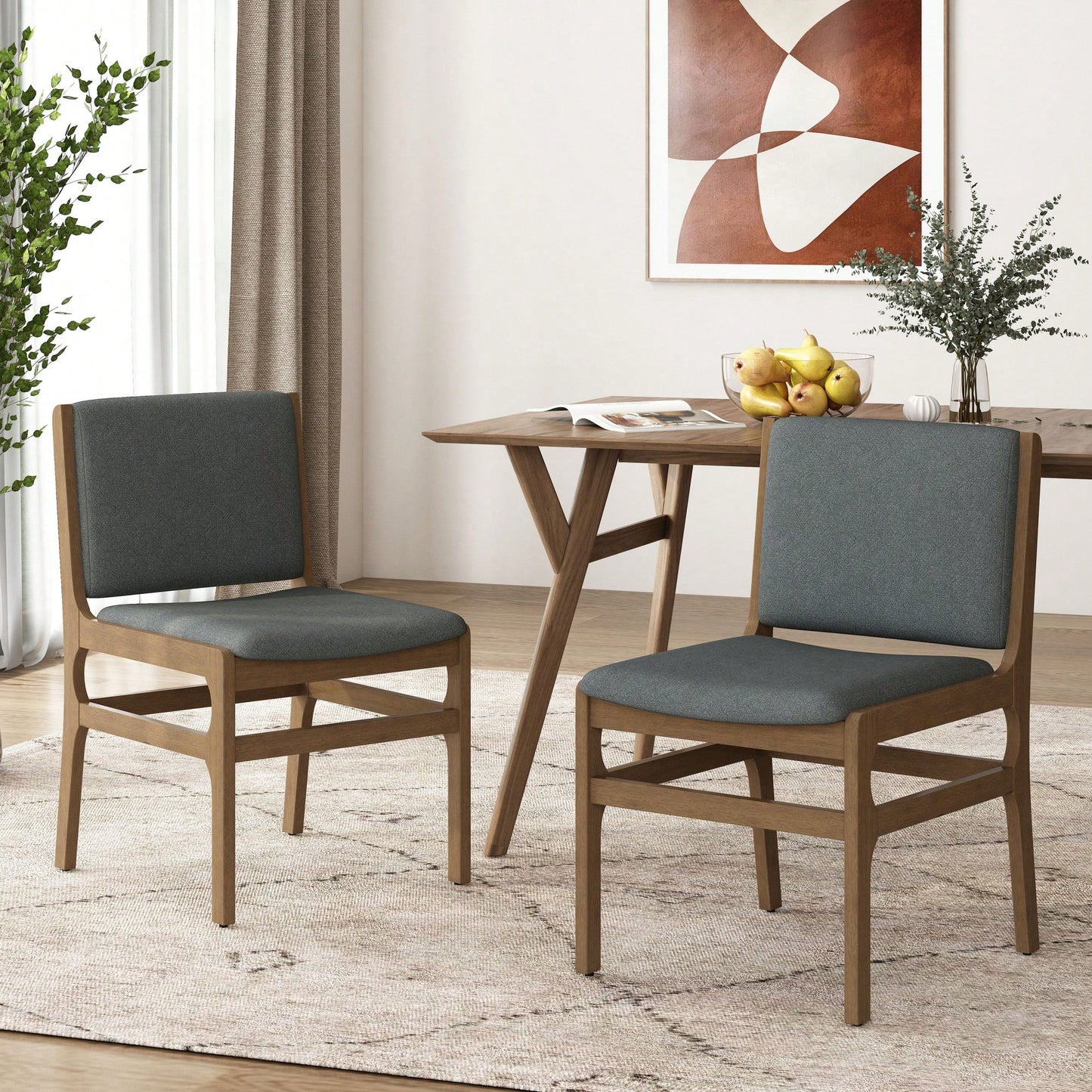 Set Of 2 Elegant Upholstered Dining Chair With Modern Design And Sturdy Frame
