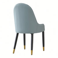 Set Of 2 Modern White And Green PU Leather Dining Chairs With Solid Wood And Metal Legs