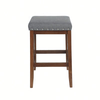Set Of 2 Elegant Upholstered Saddle Barstool With Footrest For Kitchen Island Or Home Bar