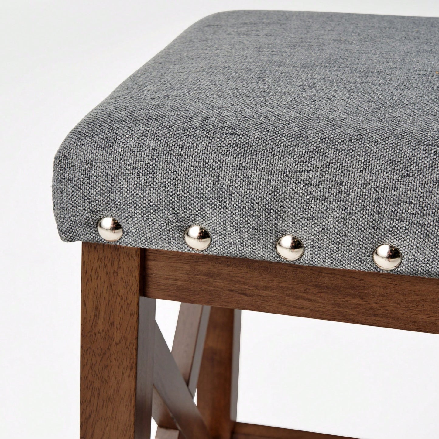 Set Of 2 Elegant Upholstered Saddle Barstool With Footrest For Kitchen Island Or Home Bar