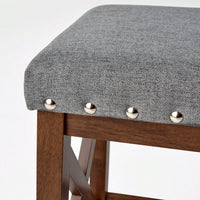 Set Of 2 Elegant Upholstered Saddle Barstool With Footrest For Kitchen Island Or Home Bar