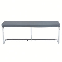 Contemporary 51.5 Inch Decorative Stainless Steel Bench With Faux Leather For Entryway Bedroom Dining And Kitchen Easy Assembly Grey