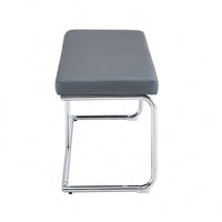 Contemporary 51.5 Inch Decorative Stainless Steel Bench With Faux Leather For Entryway Bedroom Dining And Kitchen Easy Assembly Grey