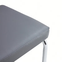 Contemporary 51.5 Inch Decorative Stainless Steel Bench With Faux Leather For Entryway Bedroom Dining And Kitchen Easy Assembly Grey