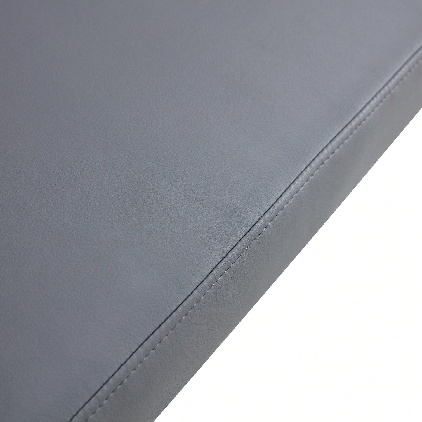 Contemporary 51.5 Inch Decorative Stainless Steel Bench With Faux Leather For Entryway Bedroom Dining And Kitchen Easy Assembly Grey