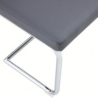 Contemporary 51.5 Inch Decorative Stainless Steel Bench With Faux Leather For Entryway Bedroom Dining And Kitchen Easy Assembly Grey