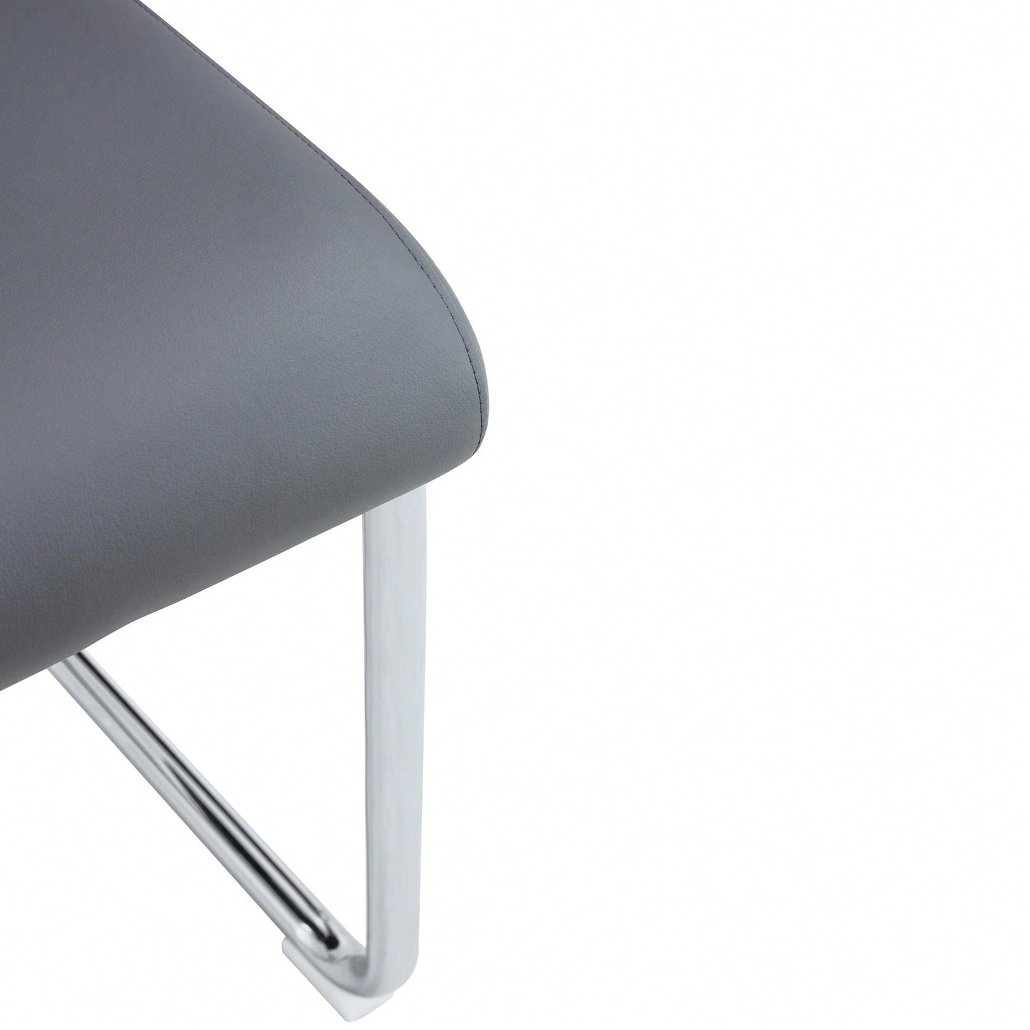 Contemporary 51.5 Inch Decorative Stainless Steel Bench With Faux Leather For Entryway Bedroom Dining And Kitchen Easy Assembly Grey