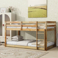 Solid Wood Twin Over Twin Loft Bed With Ladder And Reinforced Slats Natural