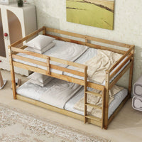 Solid Wood Twin Over Twin Loft Bed With Ladder And Reinforced Slats Natural