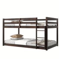 Solid Wood Twin Over Twin Loft Bed With Ladder And Reinforced Slats Natural