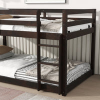 Solid Wood Twin Over Twin Loft Bed With Ladder And Reinforced Slats Natural
